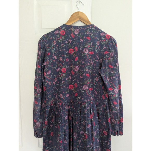 Vtg Laura‎ Ashley Navy Long Sleeve Maxi Dress Women's Sz 10 Cottagecore Prairie - Picture 5 of 11